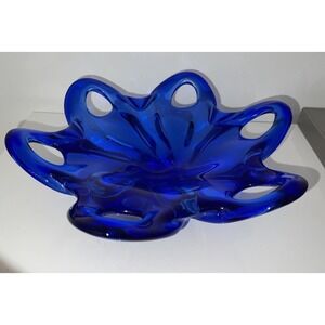 (5)Vintage MCM 1950s 1960s & Blue Murano Art Glass Bowl Flower